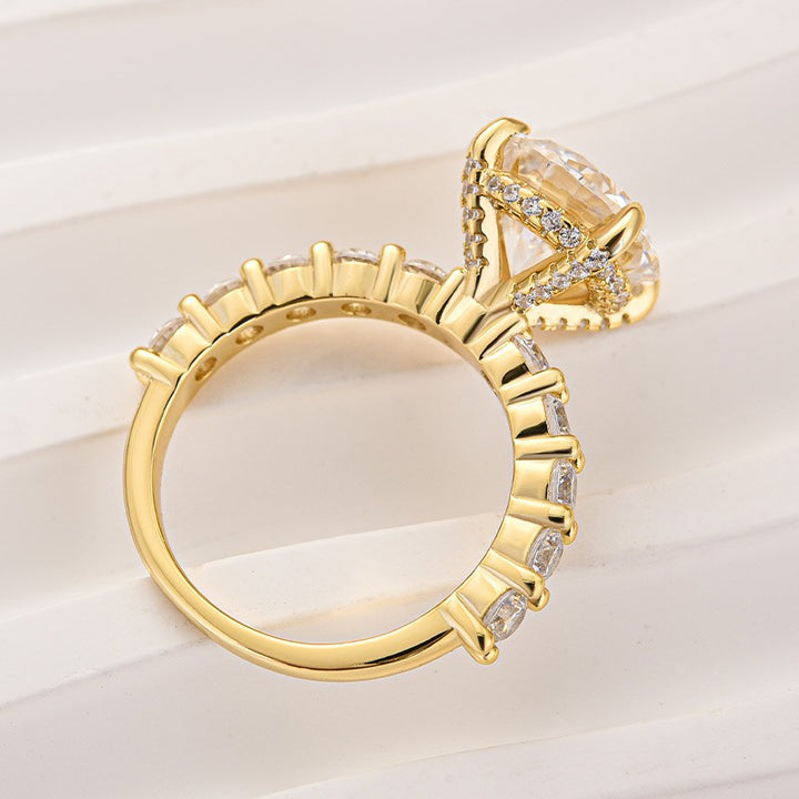 Rodiffy Moissanite 2.0Ct~4.0 Ct Round Yellow Gold Engagement Ring