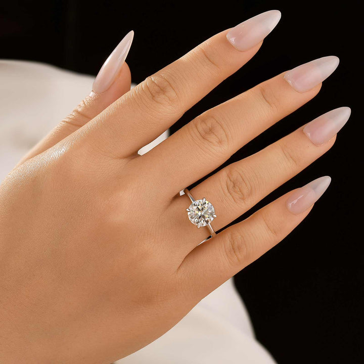 Rodiffy Moissanite 2.0~4.0 Ct Round Cut White Gold Promise Ring