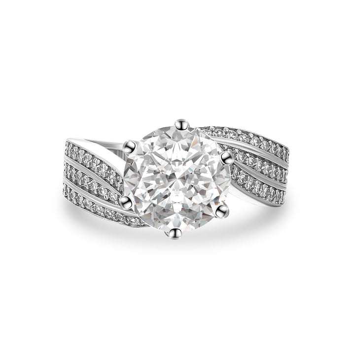Moissanite 3.0 Ct Round Cut Twist White Gold Promise Ring