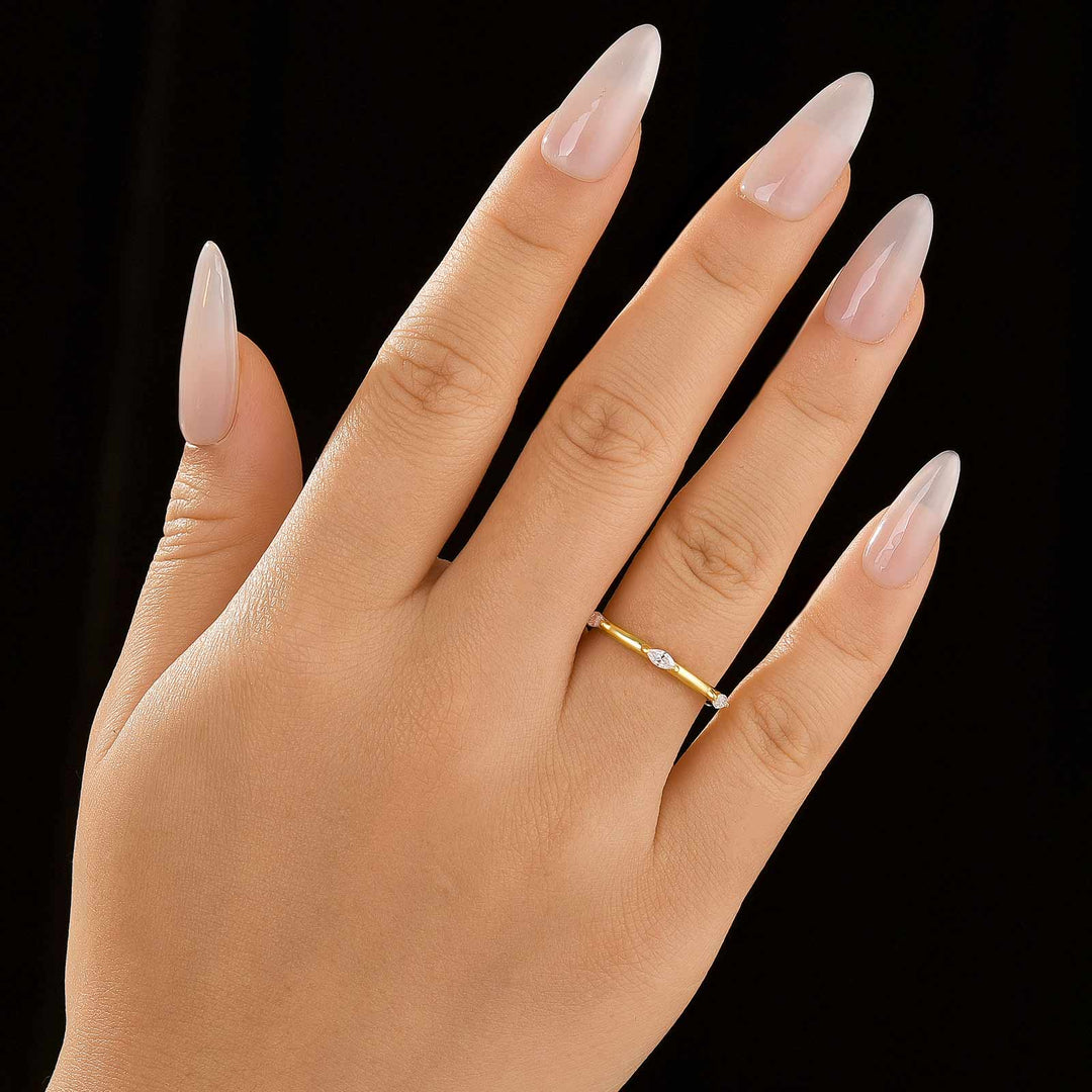 Moissanite Yellow Gold Marquise Cut Wedding Band