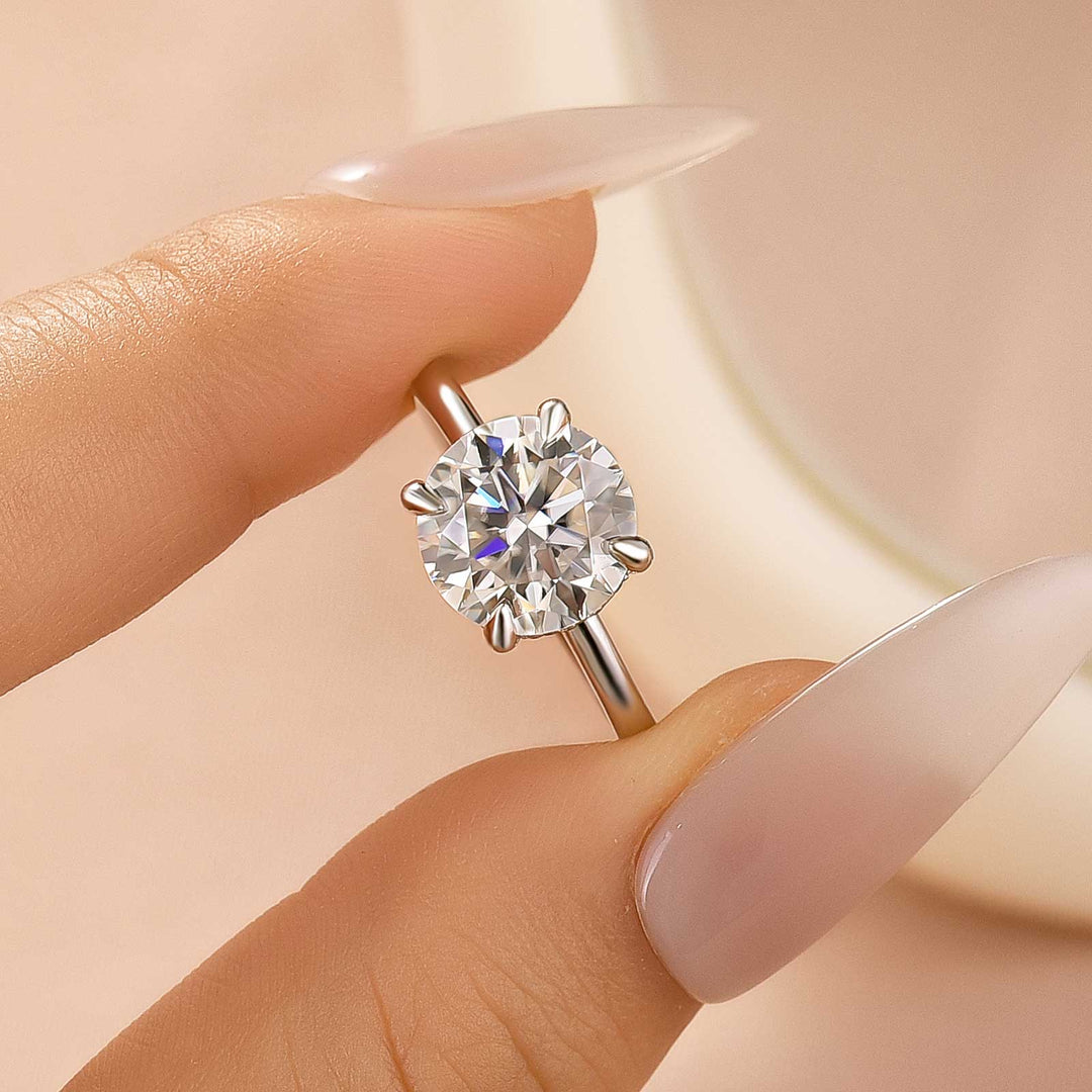 Rodiffy Moissanite 2.0~3.0 Ct Round Cut White Gold Promise Ring