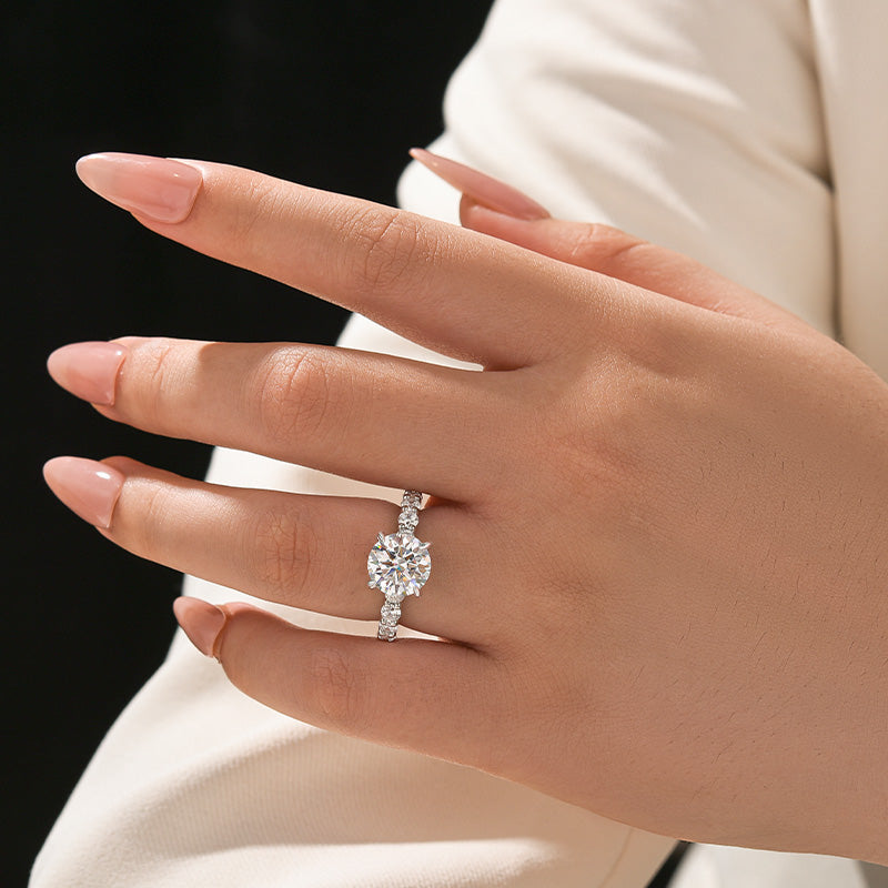 Rodiffy Moissanite 2.0Ct~4.0 Ct Round White Gold Engagement Ring