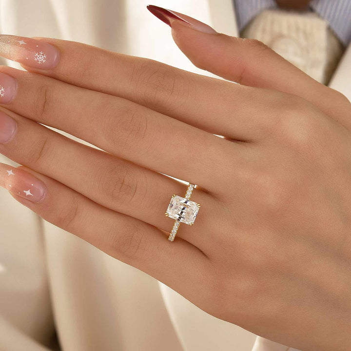 Rodiffy Moissanite 4.5 Ct/3.0Ct Radiant Cut Yellow Gold Engagement Ring For Women
