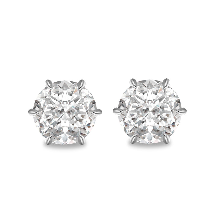 Moissanite Classic 1.2Ct*2 Round Cut 6 Prong Stud Earrings In Sterling Silver