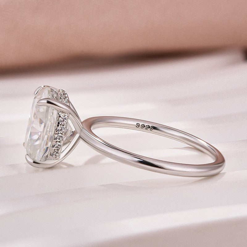 Moissanite Solitaire 4.0 Ct Cushion Cut White Gold Engagement Ring