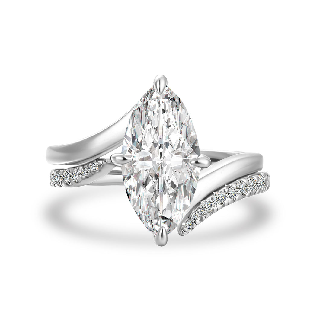 Moissanite 3.0Ct Marquise Cut Insert Wedding Ring Set For Women In Sterling Silver