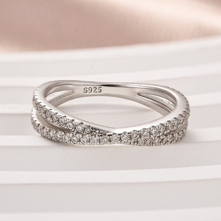 Rodiffy Moissanite 2.0 Ct  X Criss Cross White Gold Wedding Band