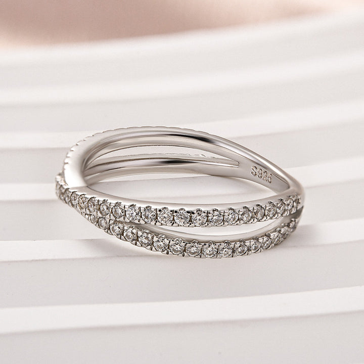 Rodiffy Moissanite 2.0 Ct  X Criss Cross White Gold Wedding Band
