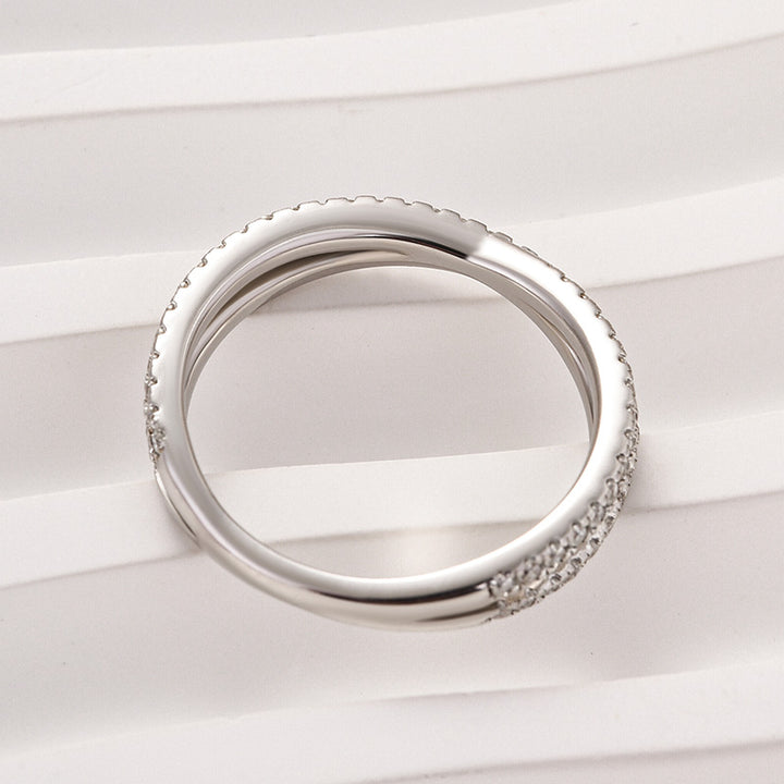 Rodiffy Moissanite 2.0 Ct  X Criss Cross White Gold Wedding Band