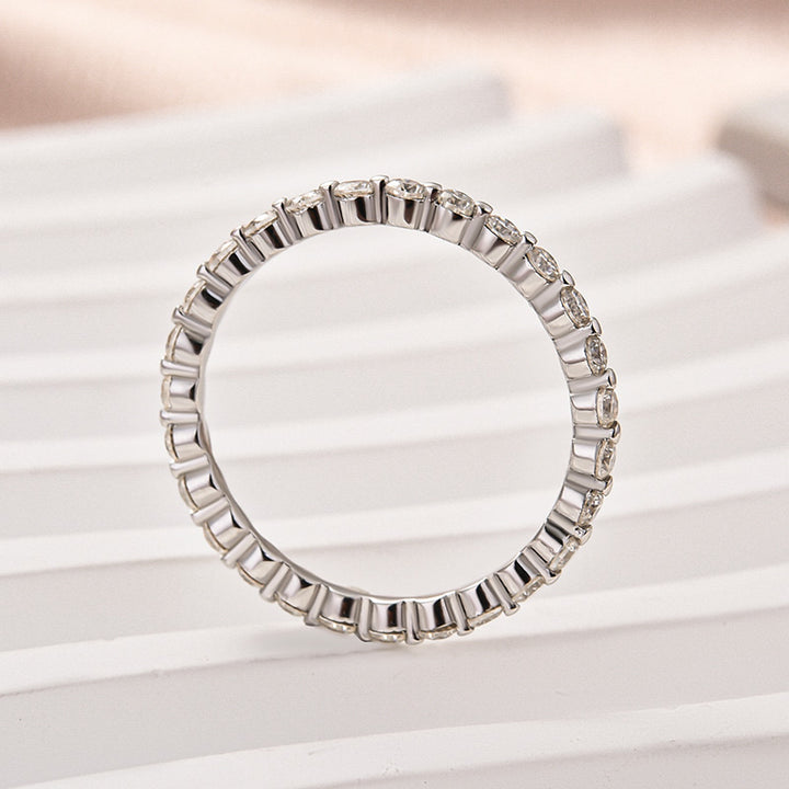 Rodiffy Moissanite 1.0 Ct White Gold Round Cut Full Eternity Wedding Band