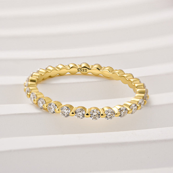 Rodiffy Moissanite Yellow Gold 1.0 Ct Round Cut Full Eternity Wedding Band