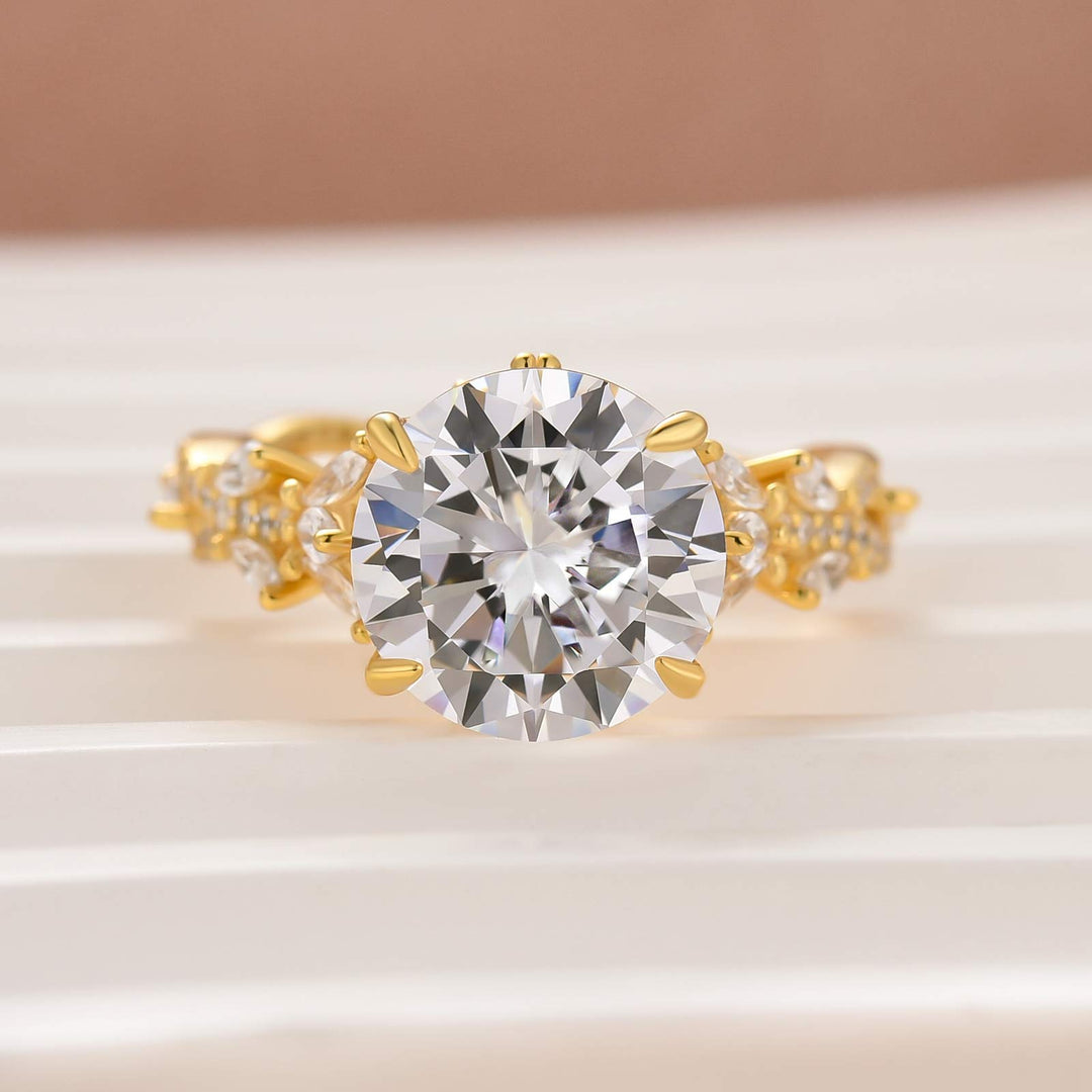 Moissanite 4.0Ct Round Cut Vintage Nature-Inspired Anniversary Ring