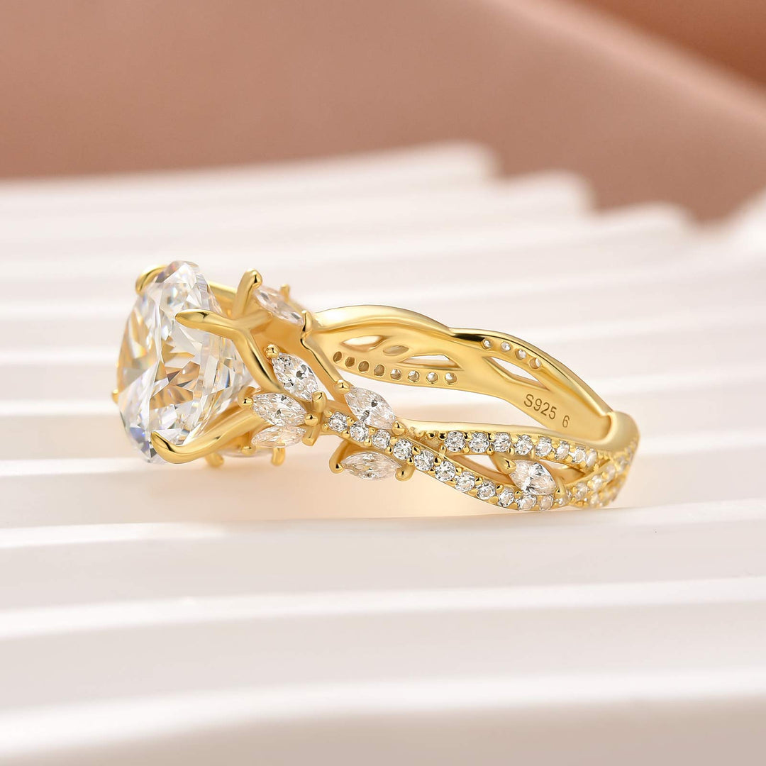 Moissanite 4.0Ct Round Cut Vintage Nature-Inspired Anniversary Ring