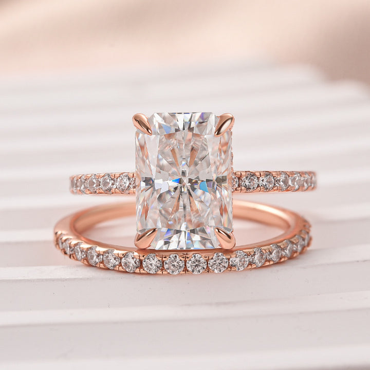 Rodiffy Moissanite 3.5 Ct Radiant Cut Rose Gold Wedding Ring For Women
