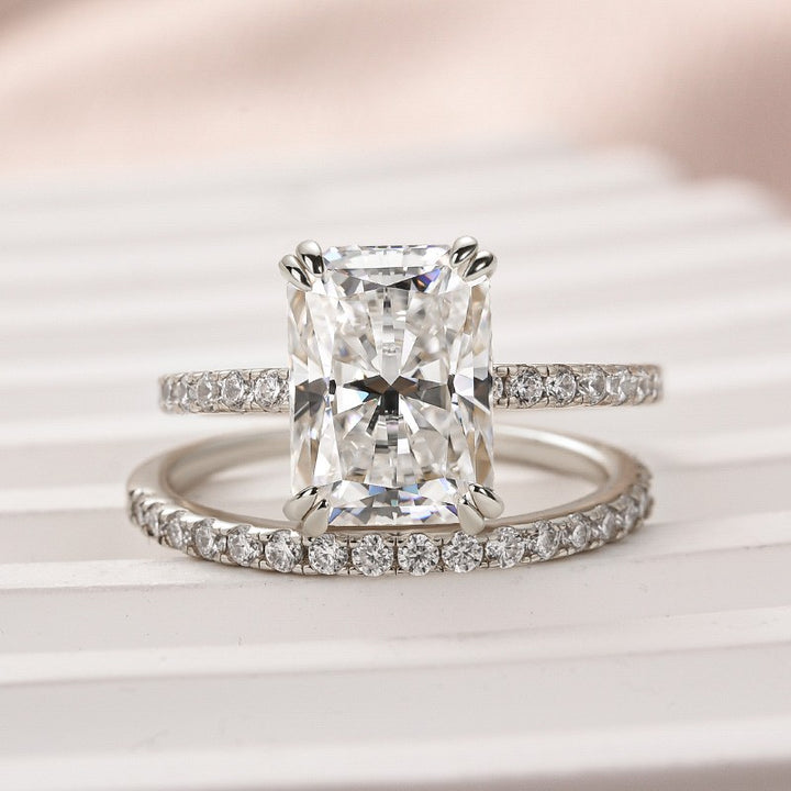 Rodiffy Moissanite 4.5 Ct Radiant Cut White Gold Wedding Ring For Women