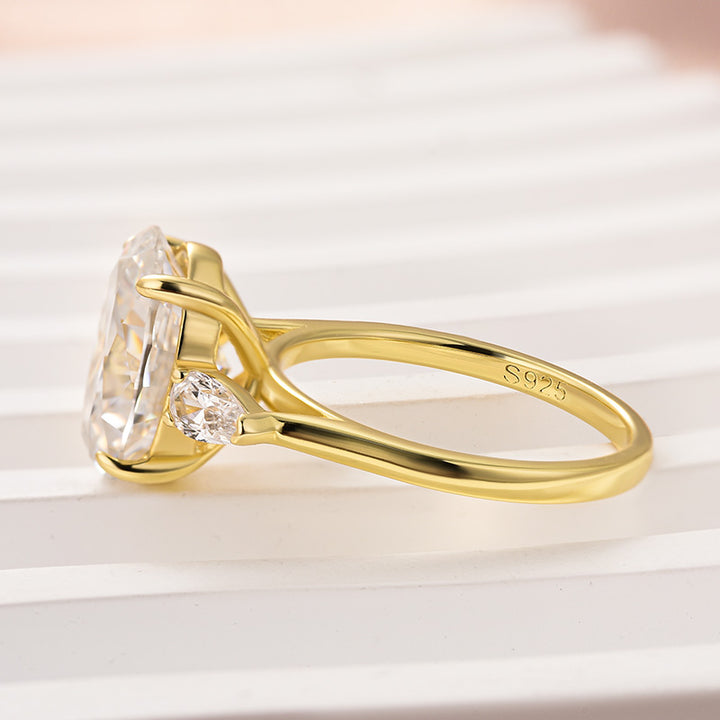 Rodiffy Moissanite 4.0 Ct Oval Cut Yellow Gold Promise Ring