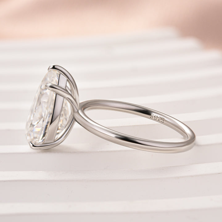 Rodiffy Moissanite S925 Solitaire 4.0Ct Pear Cut White Gold Engagement Ring For Women
