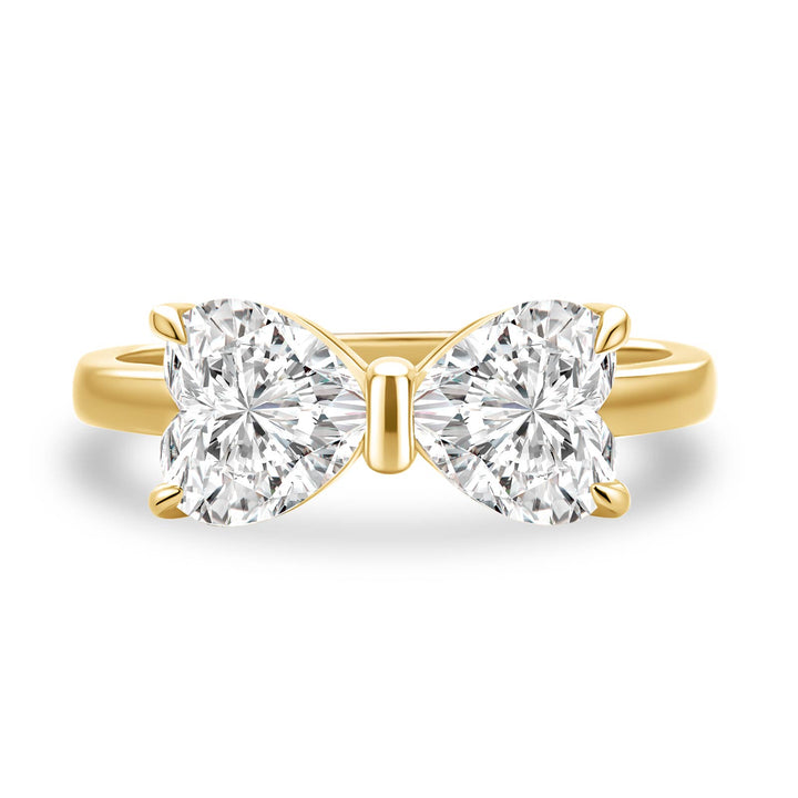 1.0Ct*2 Heart Cut Toi et Moi Yellow Gold Moissanite Engagement Ring in S925 Sterling Silver