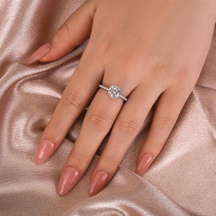 Rodiffy Moissanite 2.0Ct -2.5Ct Square Cushion Promise Bridal Ring
