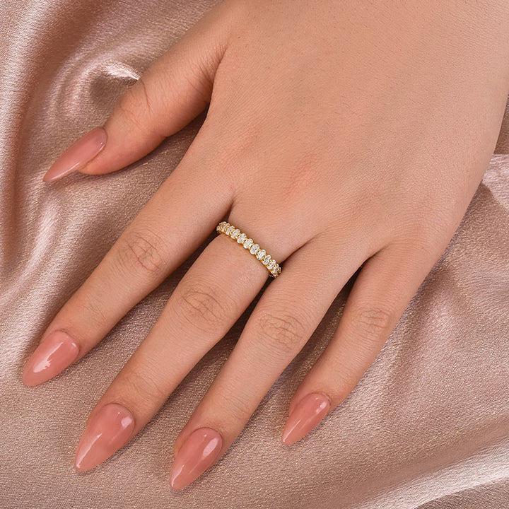 Rodiffy Moissanite 3.0 Ct Oval Cut Full Wedding Band for Women