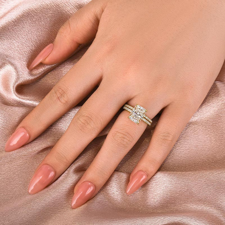 Rodiffy Moissanite 3.5 Ct Radiant Cut Yellow Gold Wedding Ring For Women