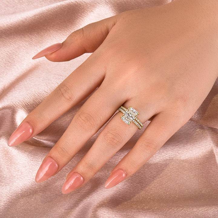 Rodiffy Moissanite 3.5 Ct Radiant Cut Yellow Gold Wedding Ring For Women