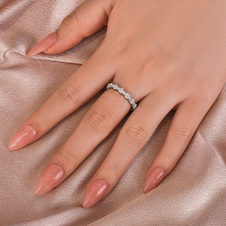 Rodiffy Moissanite 1.65 Ct Round Cut Full Wedding Band for Women