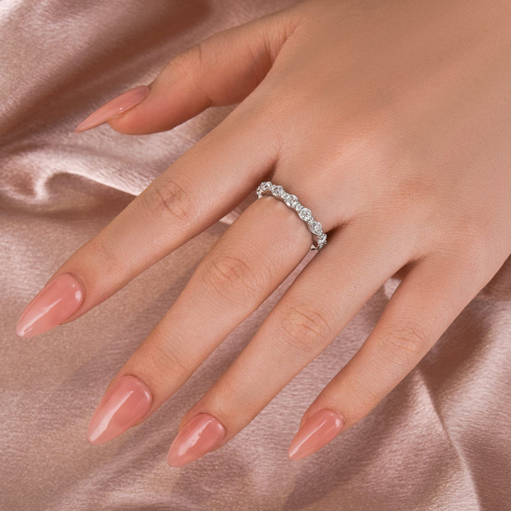 Rodiffy Moissanite 1.65 Ct Round Cut Full Wedding Band for Women