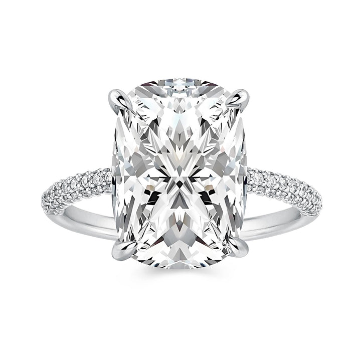 Moissanite 4.0Ct Cushion Cut White Gold Engagement Ring