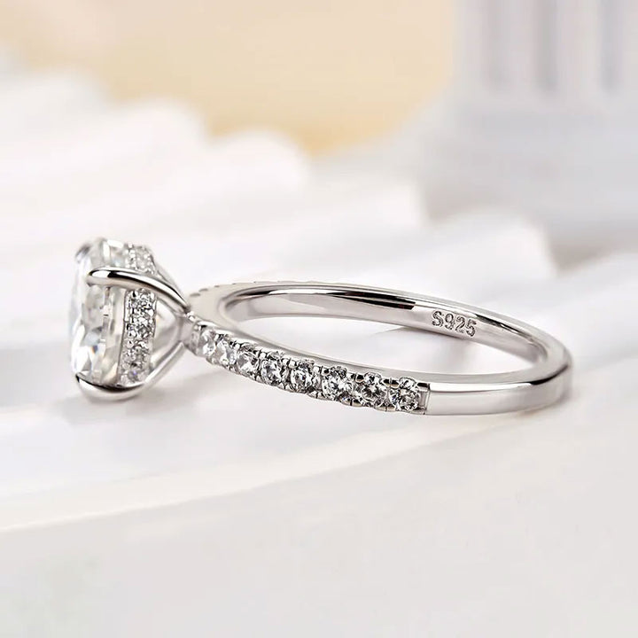S925 Moissanite 2.0 Ct Round Cut Promise Ring For Women