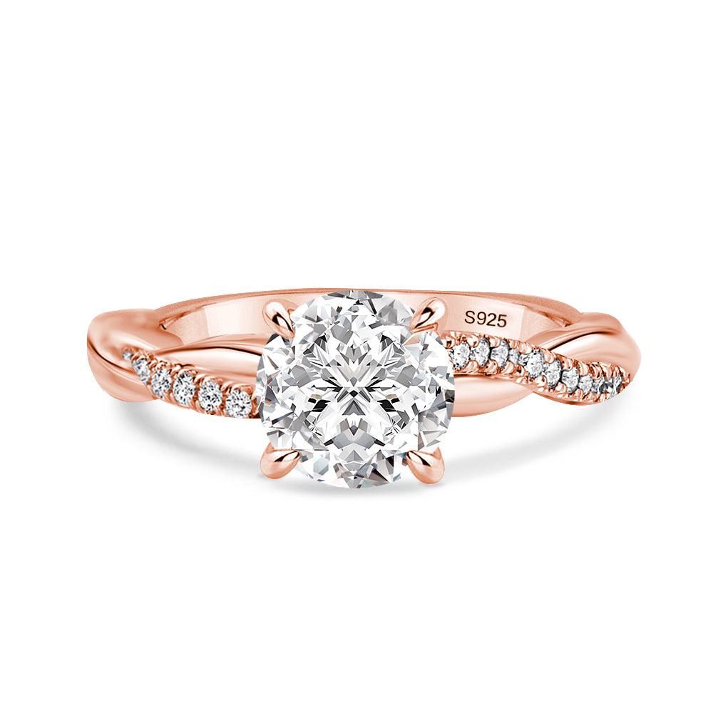 Rodiffy Moissanite 1.2Ct/2.0 Ct Twist Rose Gold Pave Promise Bridal Ring