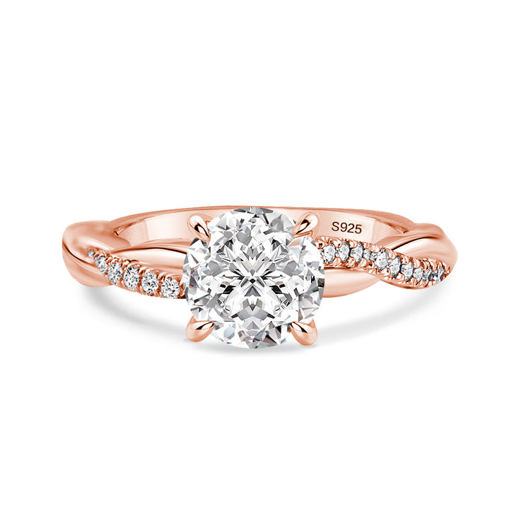 Rodiffy Moissanite 1.2Ct/2.0 Ct Twist Rose Gold Pave Promise Bridal Ring