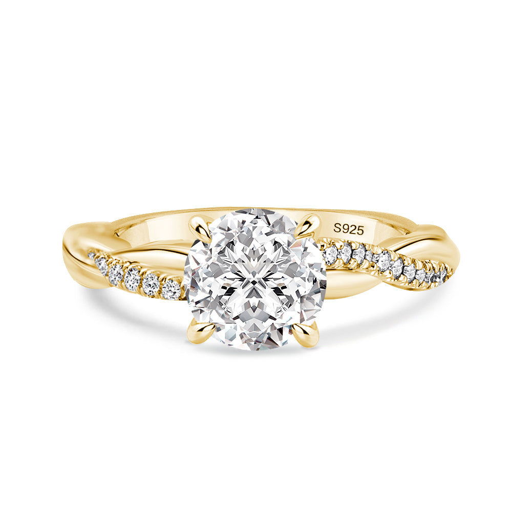 Rodiffy Moissanite 1.2Ct~2.0 Ct Twist Yellow Gold Pave Promise Bridal Ring