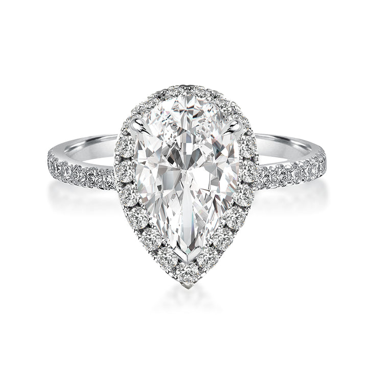 Rodiffy Moissanite 2.5 Ct Pear Cut Halo Engagement Ring For Women