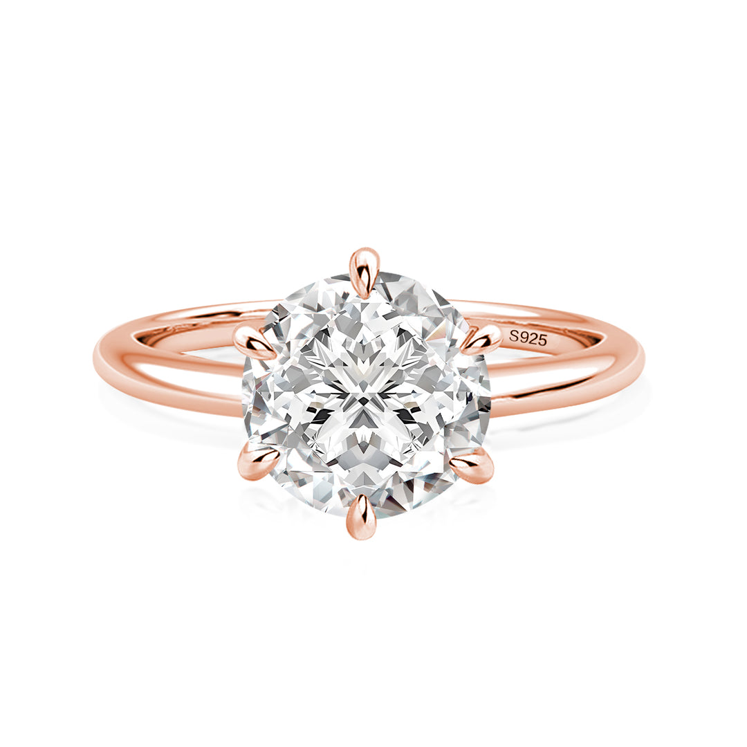 Rodiffy Moissanite 2.0 Ct Round Cut 6 Prong Rose Gold Engagement Ring