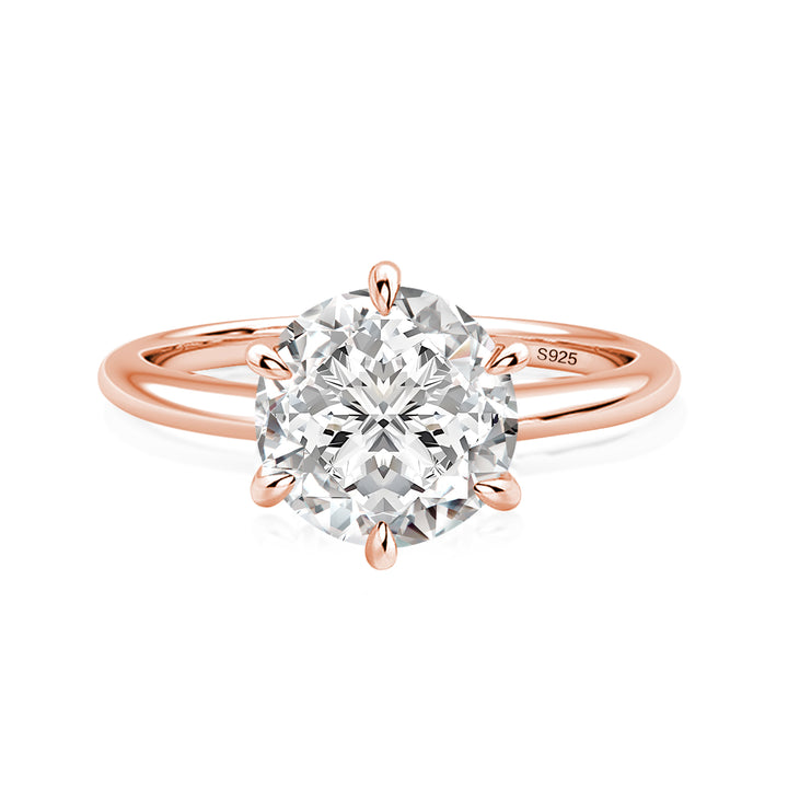 Rodiffy Moissanite 2.0 Ct Round Cut 6 Prong Rose Gold Engagement Ring