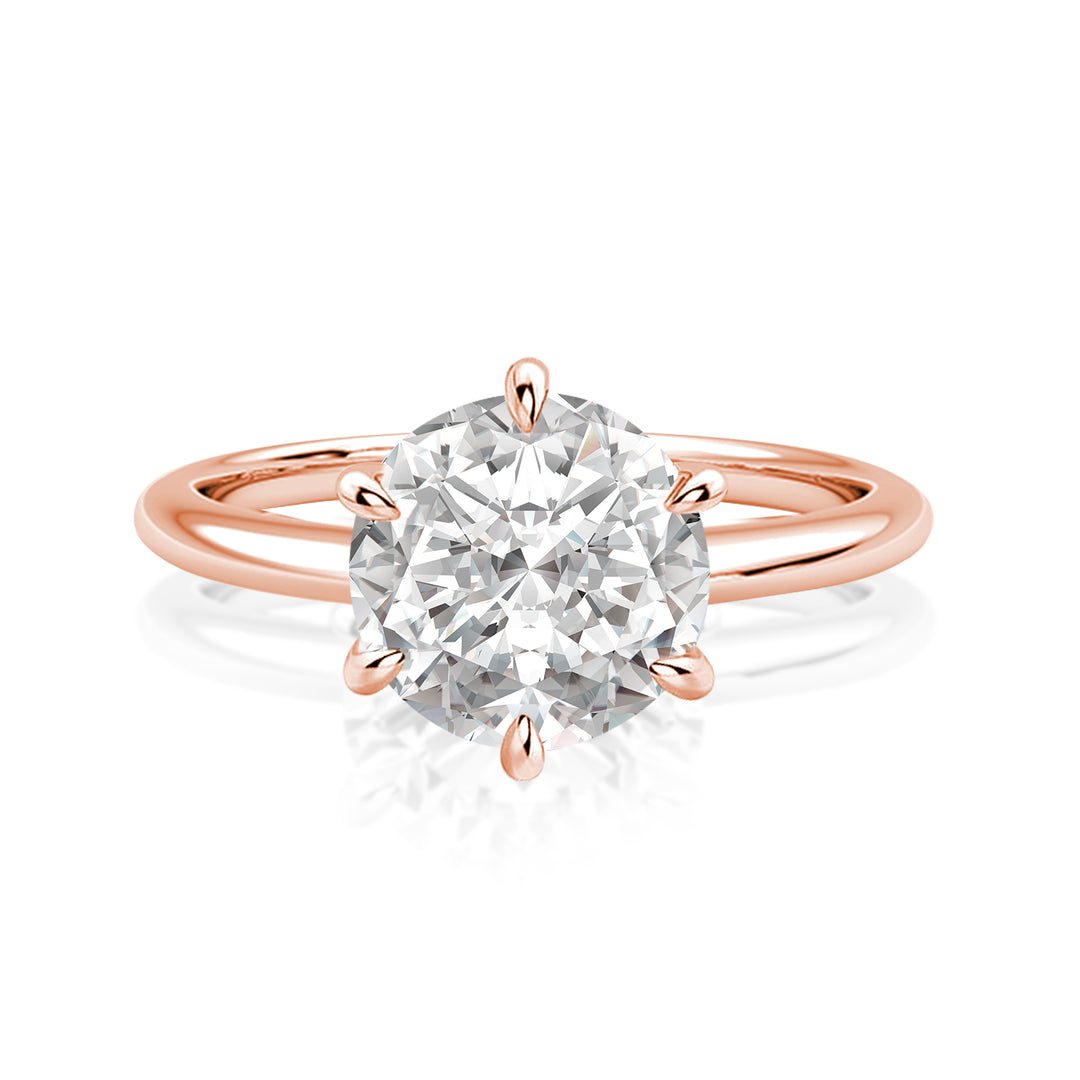 Rodiffy Moissanite 2.0 Ct Round Cut 6 Prong Rose Gold Engagement Ring