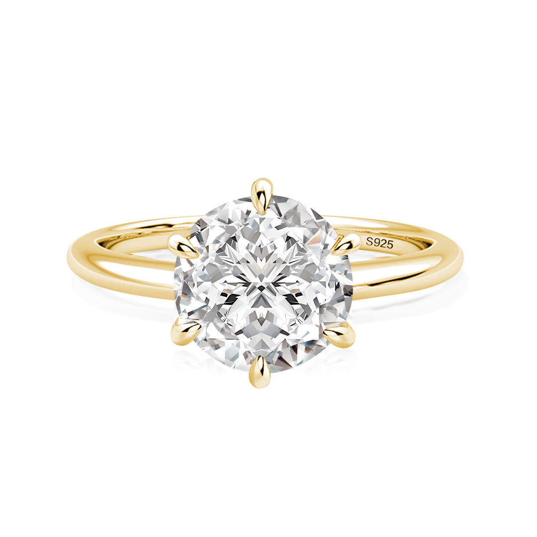 Rodiffy Moissanite 2.0 Ct Round Cut 6 Prong Yellow Gold Engagement Ring