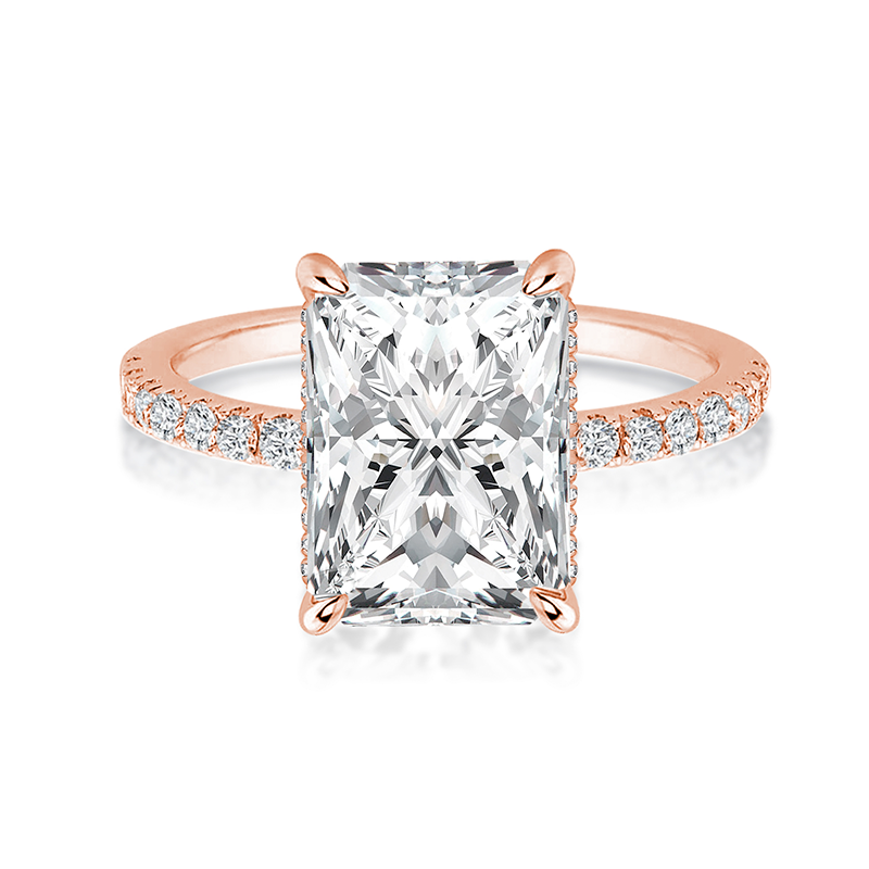 Rodiffy Moissanite 2.0 Ct～4.0Ct Radiant Cut Rose Gold Engagement Ring For Women