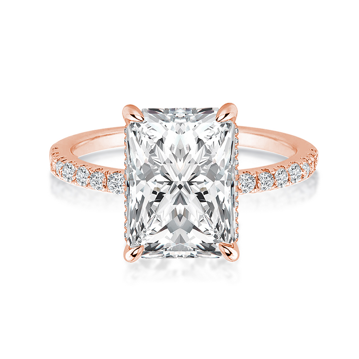 Rodiffy Moissanite 2.0 Ct～4.0Ct Radiant Cut Rose Gold Engagement Ring For Women