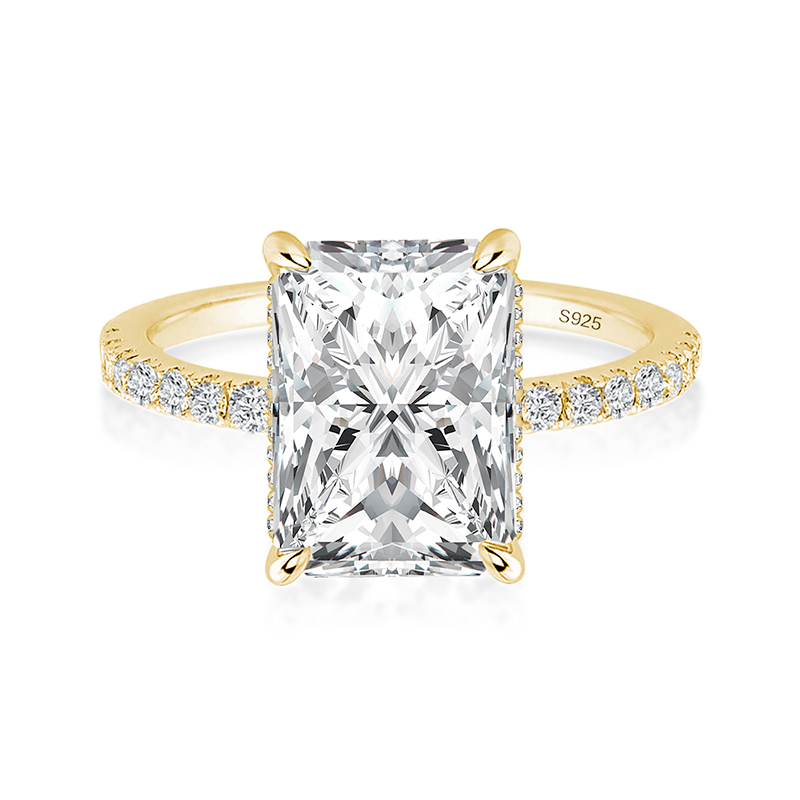 S925 Rodiffy Moissanite 2.0 Ct~4.0 Ct Radiant Cut Yellow Gold/White Gold Engagement Ring For Women