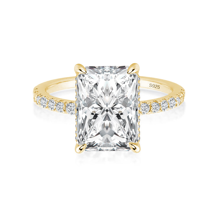 Rodiffy Moissanite 2.0 Ct~3.5 Ct Radiant Cut Yellow Gold Engagement Ring For Women