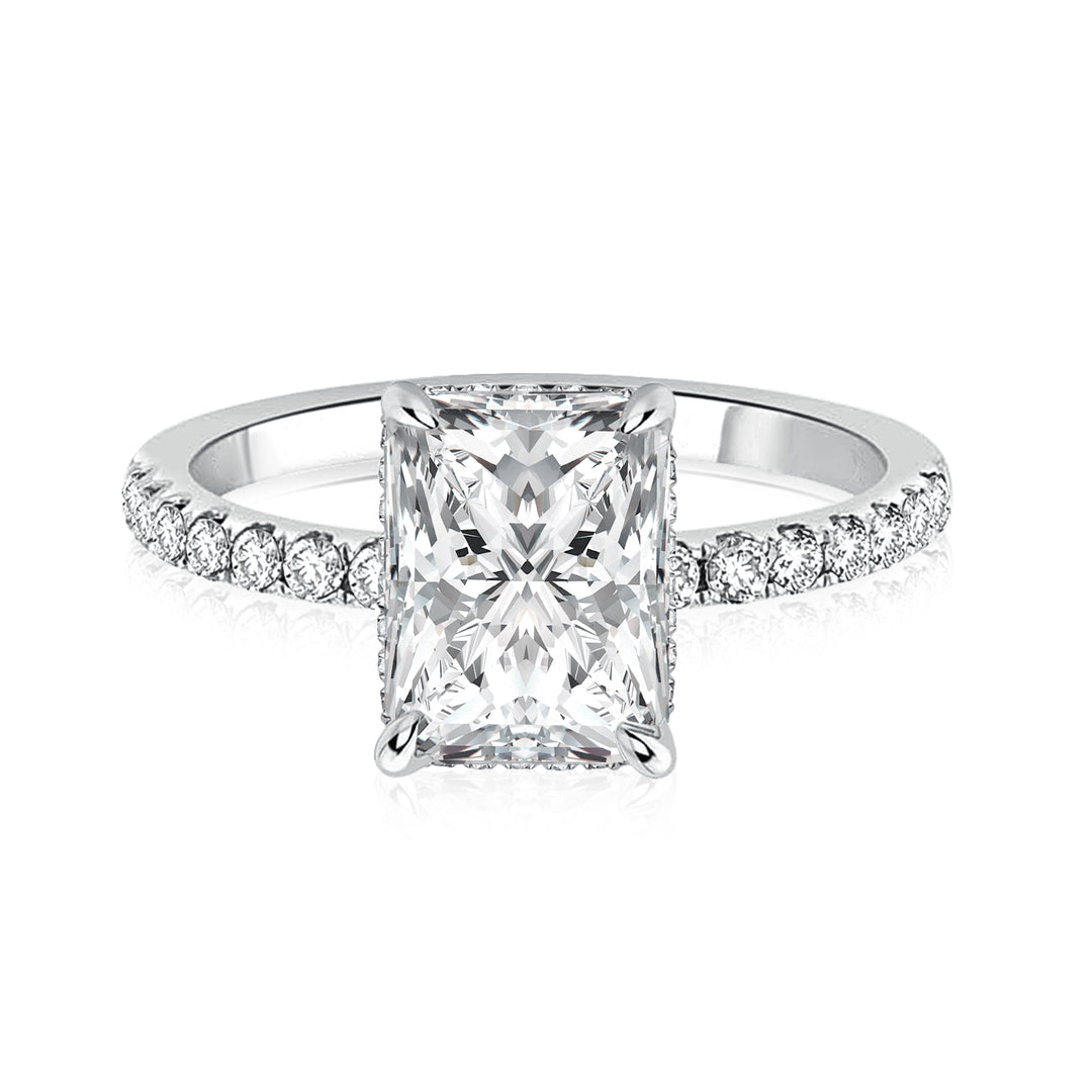 Rodiffy Moissanite 2.0 Ct Radiant Cut White Gold Engagement Ring