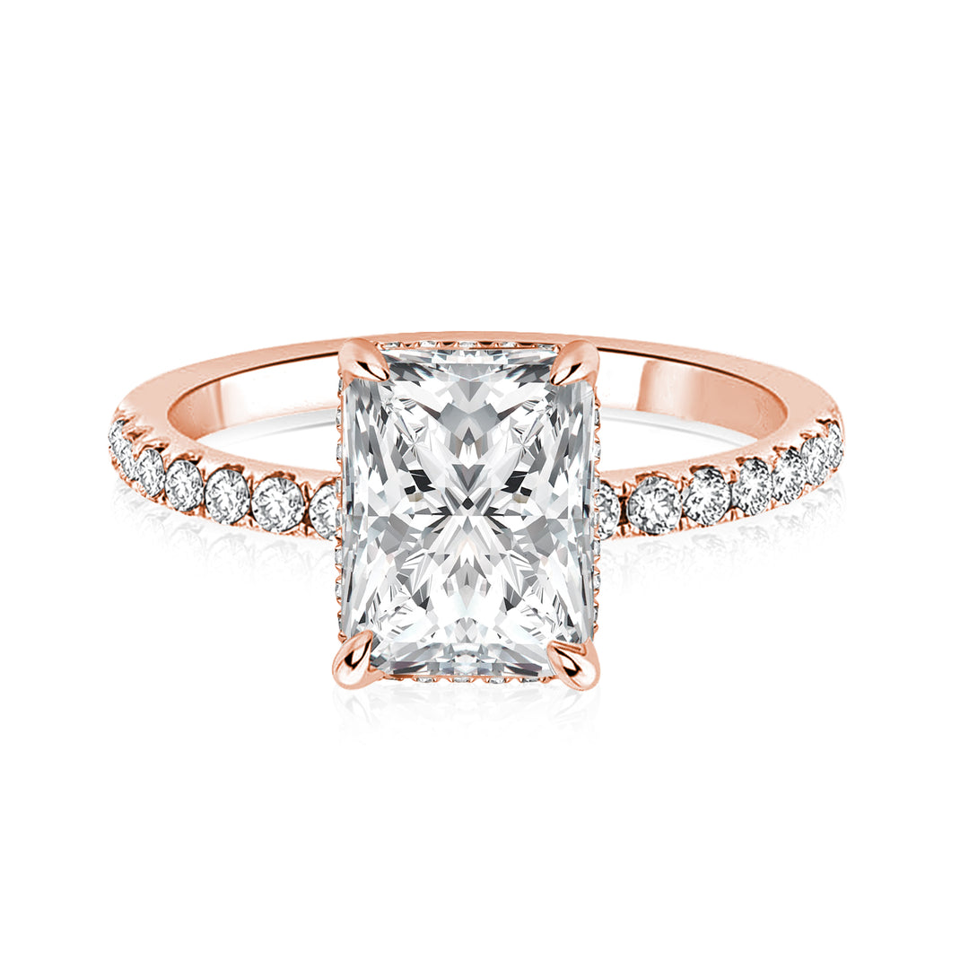 Rodiffy Moissanite 2.0 Ct Radiant Cut Rose Gold Engagement Ring