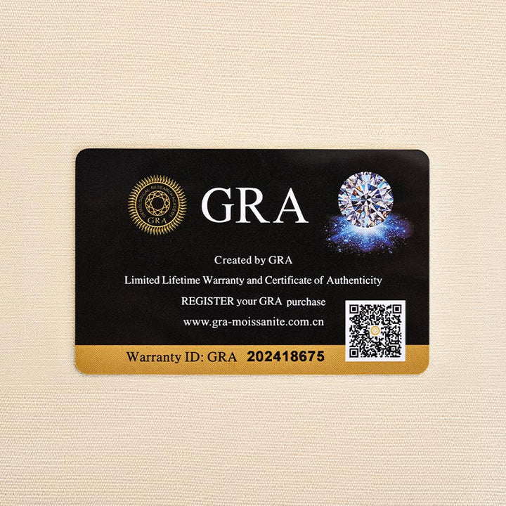 GRA authenticity card included with the certified moissanite ring