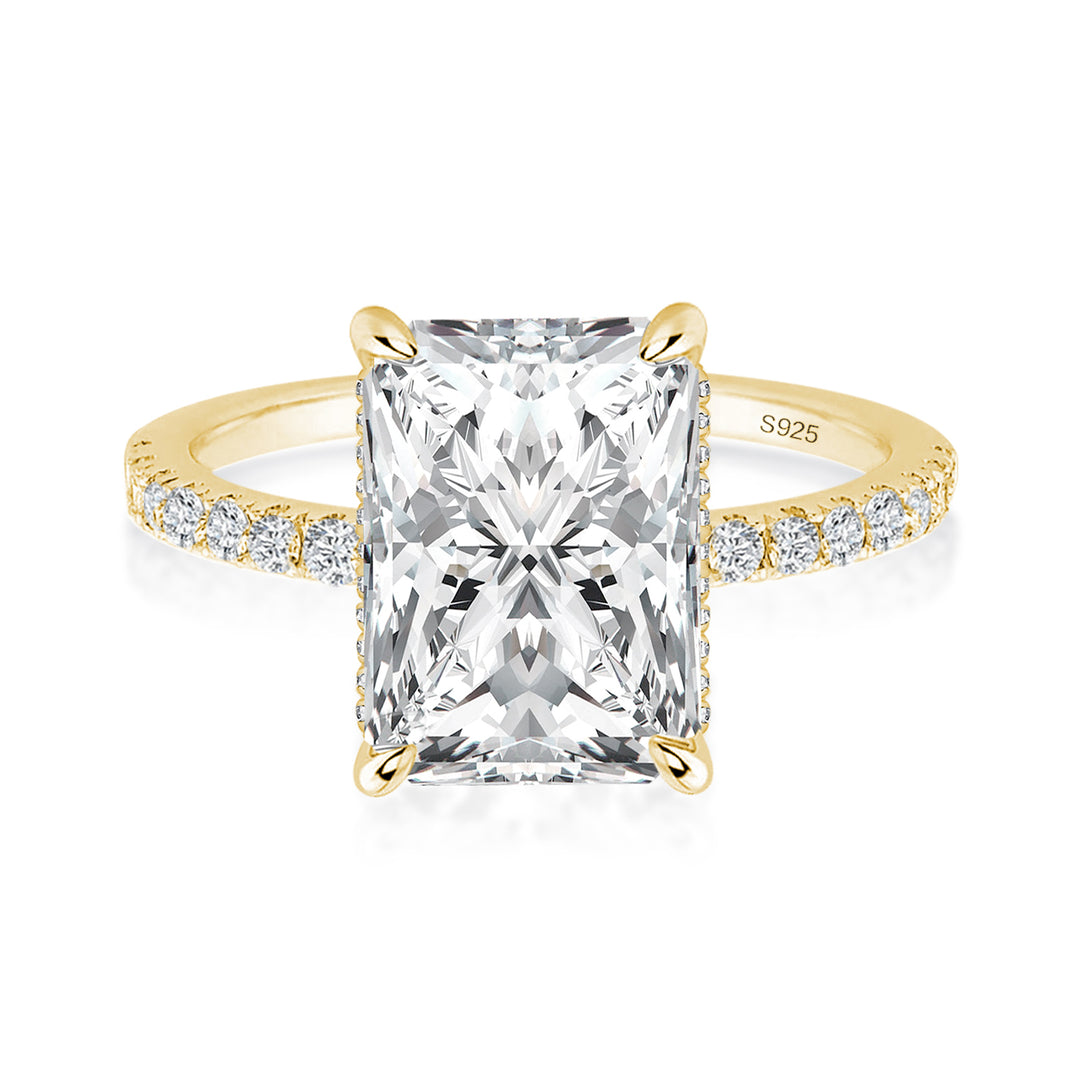 Rodiffy Moissanite 2.0 Ct~3.5 Ct Radiant Cut Yellow Gold Engagement Ring For Women