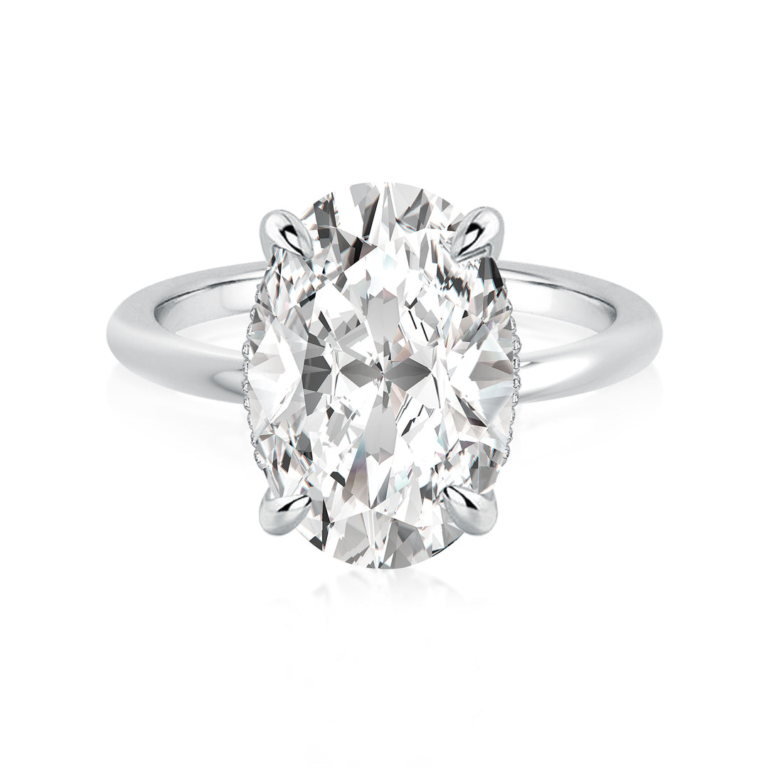 Moissanite Solitaire 5.50 Ct Oval Cut White Gold Promise Ring For Women