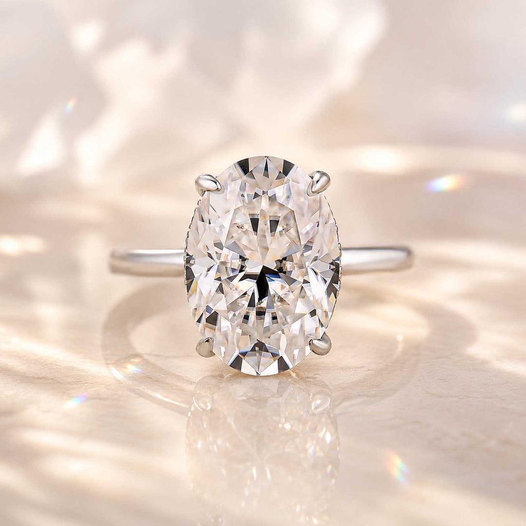 Rodiffy Moissanite 2.0Ct~5.5Ct Oval Cut Promise Ring For Women