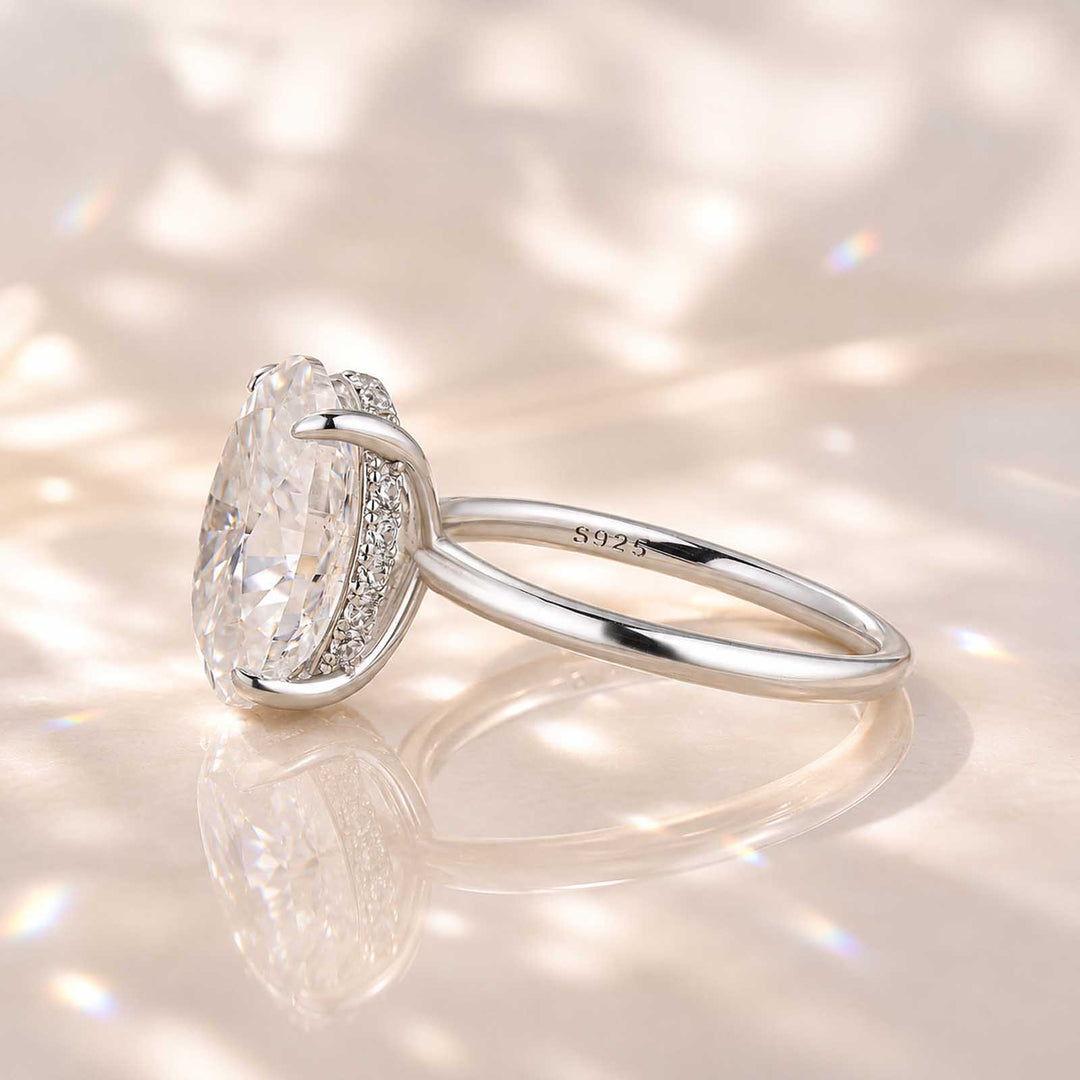 Rodiffy Moissanite 2.0Ct~5.5Ct Oval Cut Promise Ring For Women