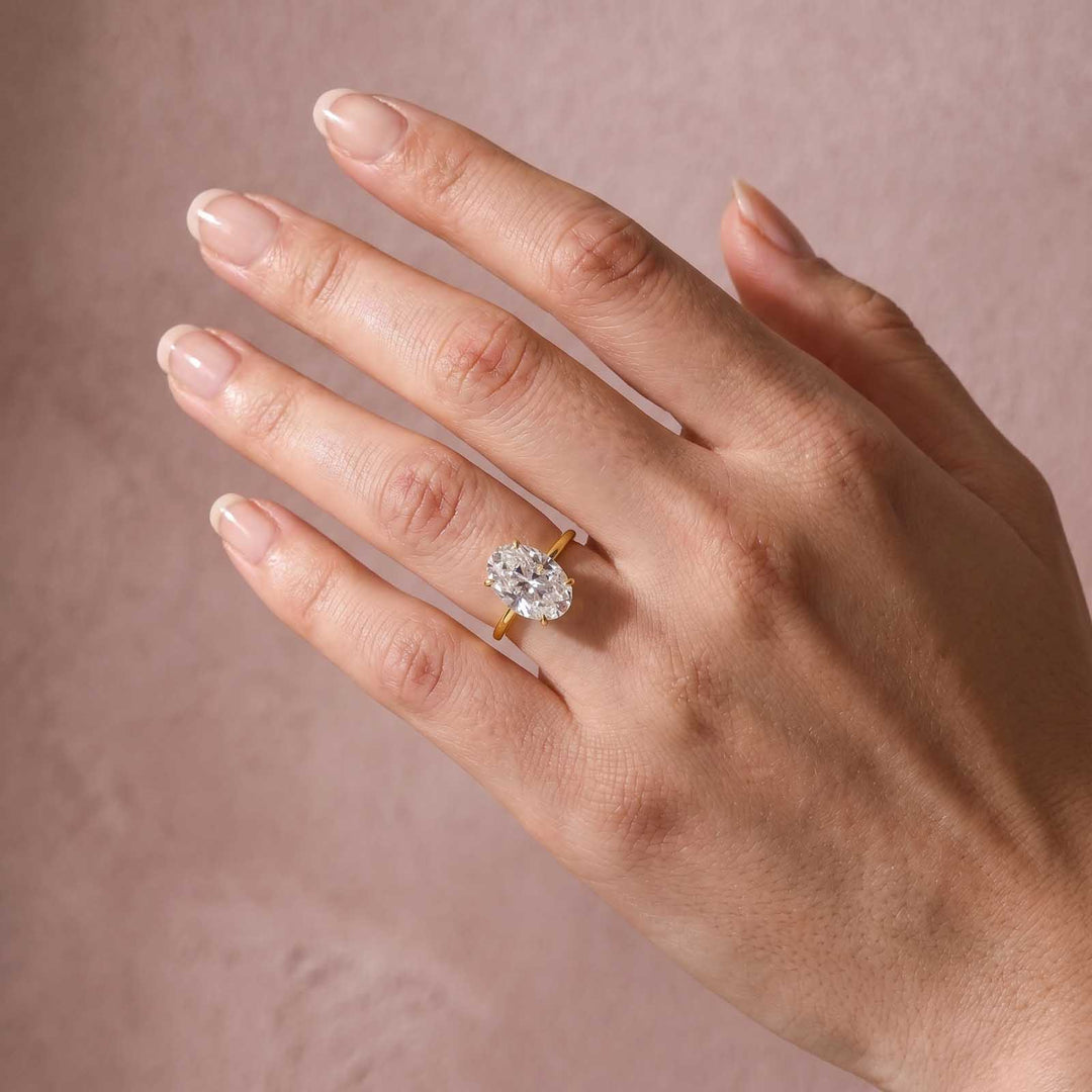 Rodiffy Moissanite 2.0 Ct ～5.5 Ct Oval Cut Yellow Gold Promise Ring For Women
